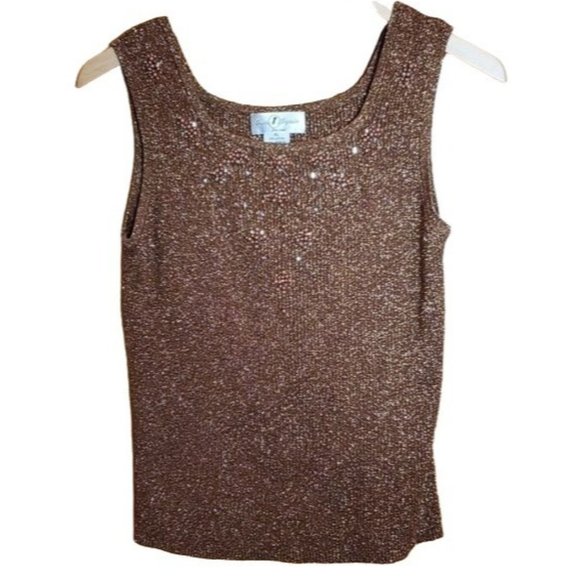 once again Tops - ONCE AGAIN PL STUNNING COPPER METAILIC BEADED TANK TOP